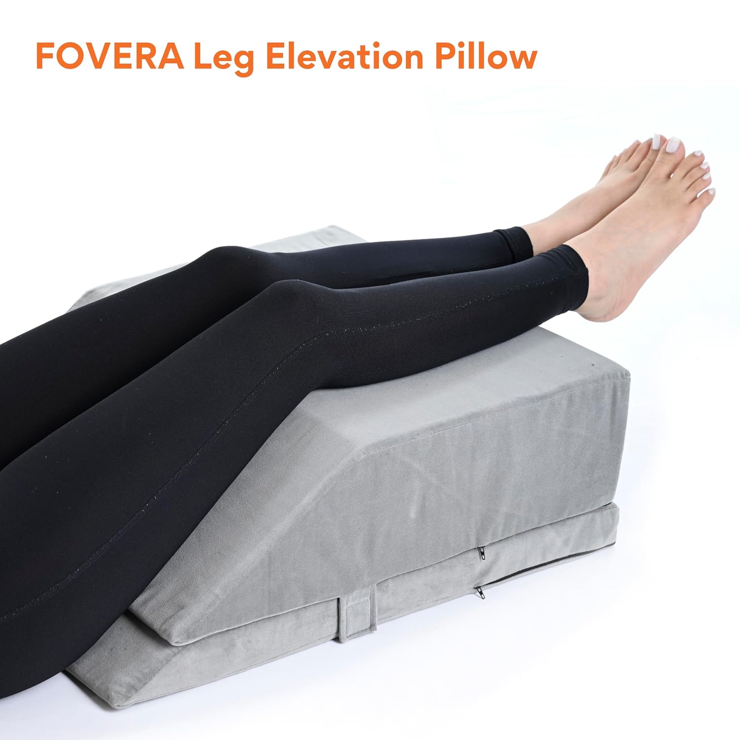 Leg Elevator Pillow, For Pain Relief, Grey, Size - 24 X 20 X 8 Inch | Relieves Leg, Hip & Knee Pain, Ideal For Post | Surgical Recovery - Relieves Discomfort Of Varicose Veins, Adjustable