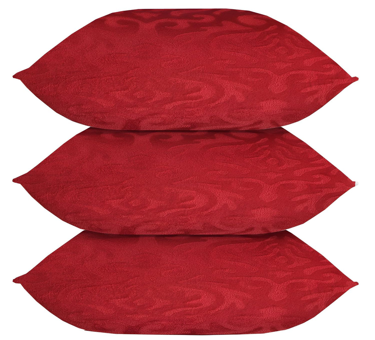 Microfiber Square Pillow Cushion For Sofa & Bed, Maroon - 12 X 12 Inch | Soft, Fluffy For Comfort & Back Support | Breathable, Washable | Premium Velvet Outer Cover With Zip - Set Of 3