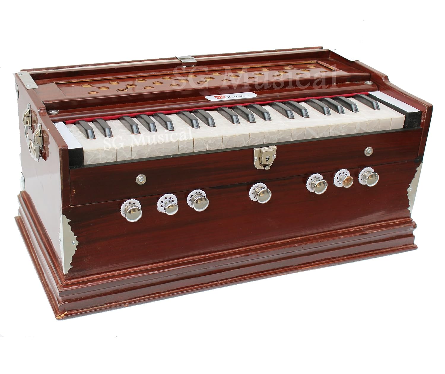 Harmonium Musical Instrument - 39 Keys, Double Fold Bellow, Two Reeds (Bass+ Male) | Two Side Carry Handles, Jaali Frame On Keys