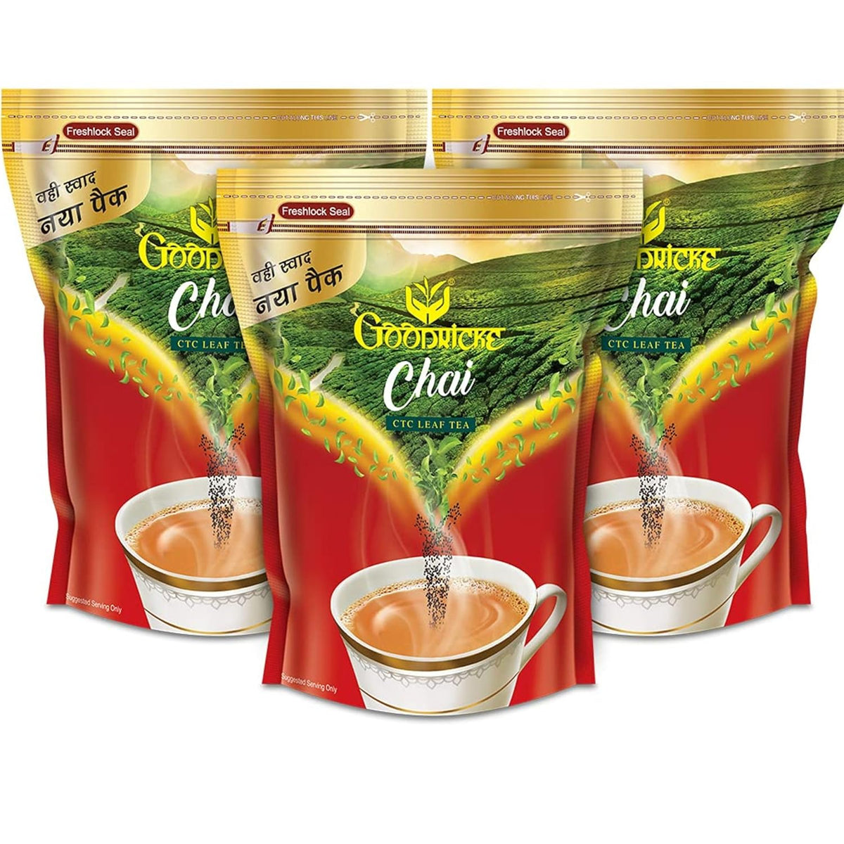 Goodricke Assam CTC Leaf Tea - Pack Of 3 X 250gm, 8.8 Ounce Each | 100% Pure & Natural Loose Leaves Tea - Premium Whole Leaf CTC Tea | Kadak Chai Patti - Richer Taste & Sweet Lasting Aftertaste