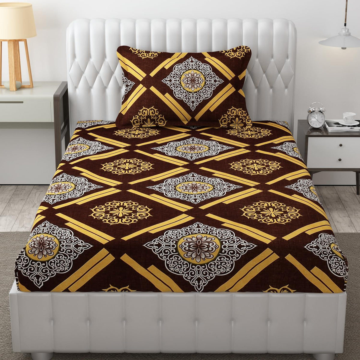 Microfiber Single Bedsheet Set With 1 Pillow Covers (60 X 90 Inches) Dark Brown | Durable & Long-Lasting | 144 Thread Count | Wrinkle Free