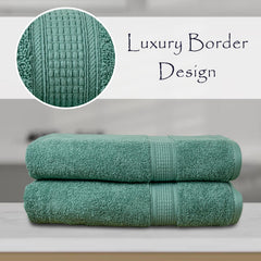 Rangoli 100% Cotton Fibre Bath Towel 1000 Gsm | Highly Durable & Super Absorbent Towel | Skin-Friendly & Quick Drying Luxury Towels (Mint Green) - Pack Of 2