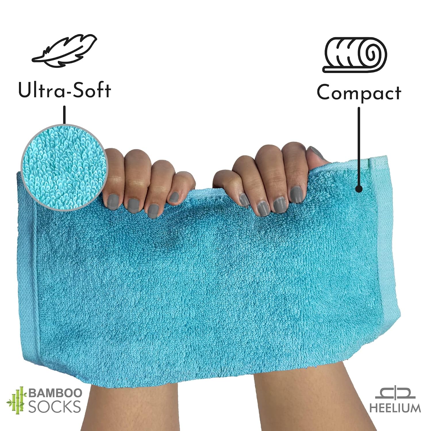 Heelium Bamboo Face Towel 800 Gsm | Ultra Absorbent & Odour-Free 3x Softer Than Cotton Towels | Pack Of 4 -Light Grey, Teal, White & Iris