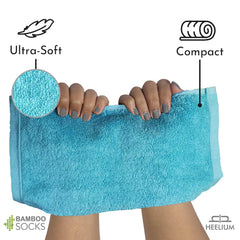Heelium Bamboo Face Towel 600 Gsm | Ultra Absorbent & Odour-Free 3x Softer Than Cotton Towels | Pack Of 3 -Light Grey & Teal, Iris