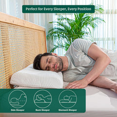 Memory Foam Cervical Pillow For Neck & Shoulder Pain Relief, White, Standard Size - 20 L X 13 W X 4 H Inch | Orthopedic Contour Pillow, Bed Pillow For Sleeping, Washable Outer Cover
