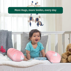 Memory Foam Soft Baby Bolster Pillow, For Side & Neck Support Pillow, Pink, Size - 22 L X 5 W X 5 H Inch | Removable & Washable Organic Cover | Extra Comfy & Soft Baby Bolsters Pillow