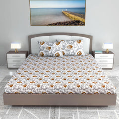 King Size Double Bedsheet With 2 Pillow Covers - 108 X 108 Inches, Grey & Brown | Ideal For Gifting Diwali, Dussehra - Soft & Smoothing Touch Bedsheet