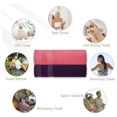 Casa Copenhagen Designed In Denmark Elegance Super Soft 2 Pieces 100% Cotton Large Bath Towel 610 Gsm - Purple & Pink