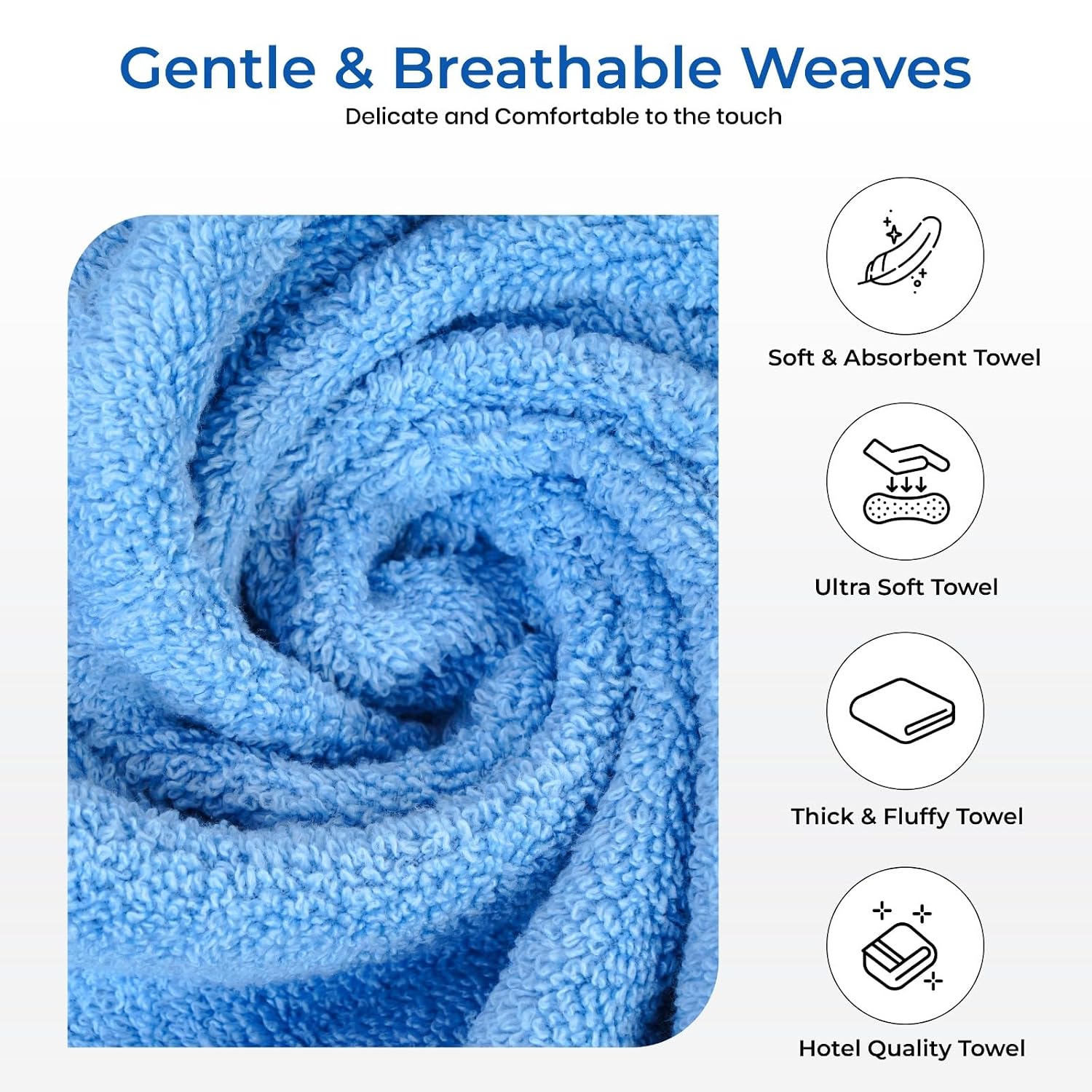 Pyaro 100% Cotton Large Size Terry Bath Towel 550 Gsm | Quick Dry Super Absorbent Soft Bath Towel (Sky Blue)