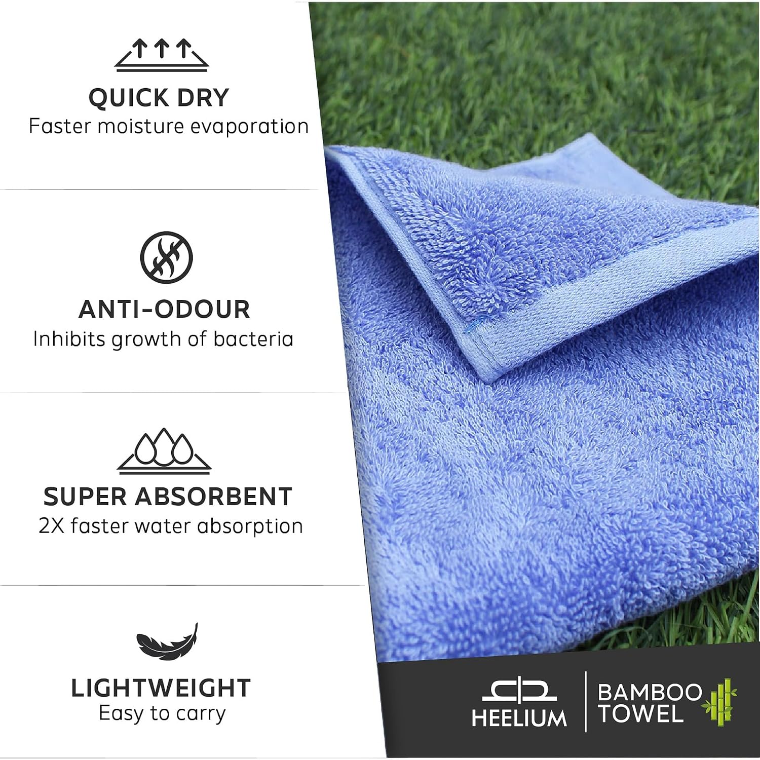 Heelium Bamboo Bath Towel | 3x Softer & Quick Drying | 400 Gsm (Iris)