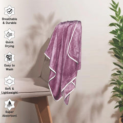 Housse Premium Soft Microfiber Embroidery Bath Towel 350 Gsm | Soft Absorbent Quick-Drying Sweat Towel (Good Mood - Magenta)