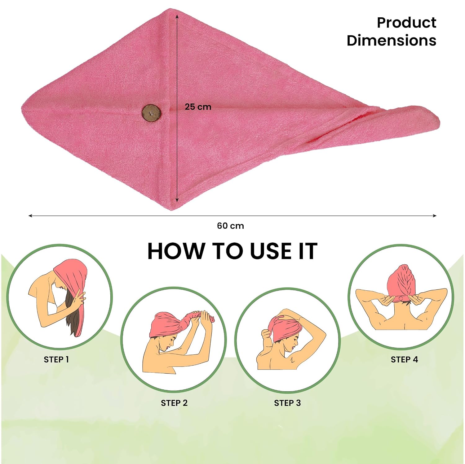 Mush Bamboo Hair Towel 300 Gsm | Ultra Soft, Absorbent & Anti Microbial Hair Wrap (Ruby Red)