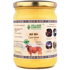 Premium A2 Cow Desi Ghee By Village Company | Rich In Nutrients Calcium & Iron Pure Healthy Desi Cow Ghee Protact Eyesight | (500ml) 16.9 Ounce | Jar Pack