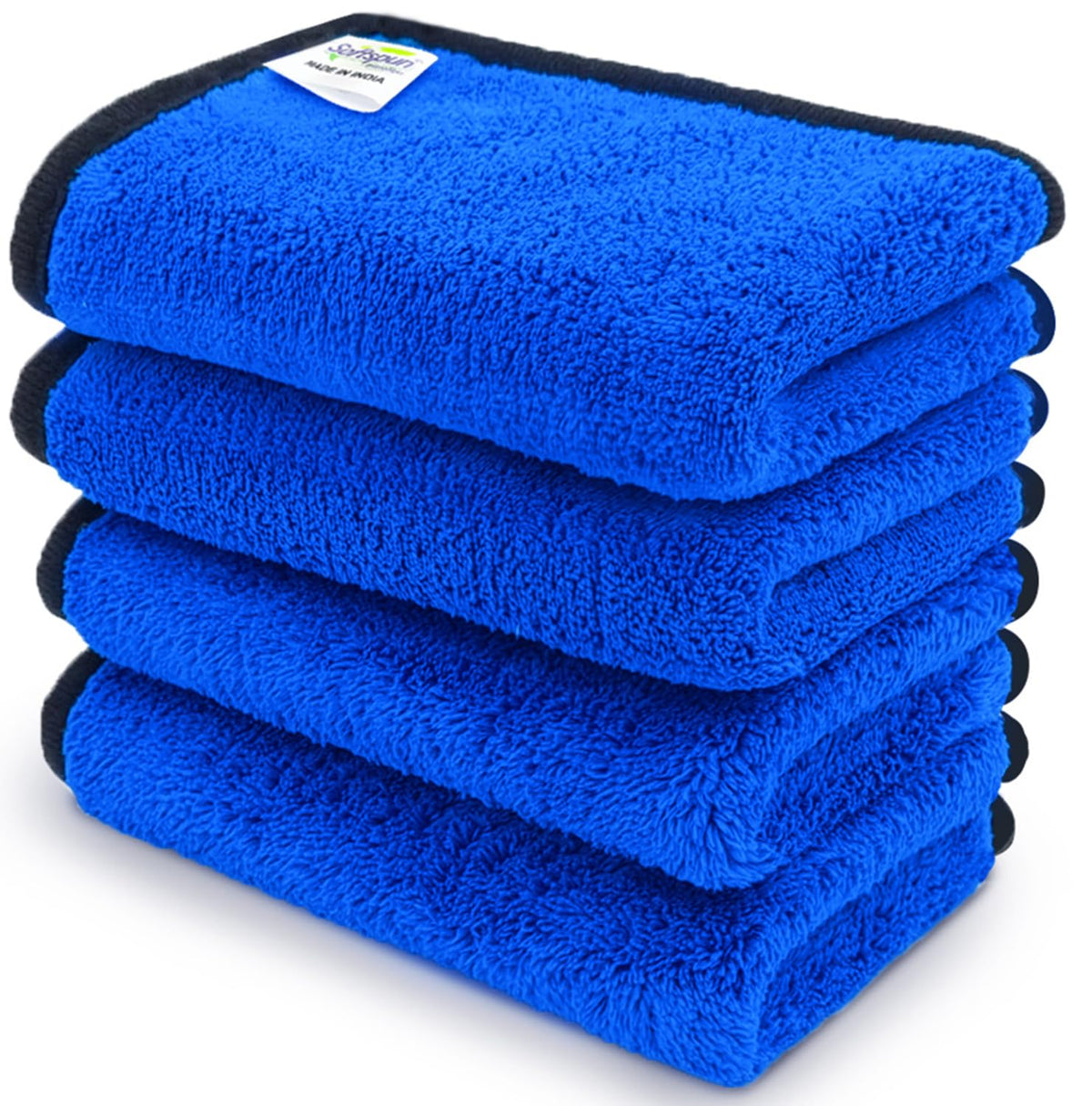 Softspun Microfiber Super Soft Hand & Face Wipes 300 Gsm Towel Set - 4 Piece (Blue)