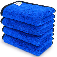Softspun Microfiber Super Soft Hand & Face Wipes 300 Gsm Towel Set - 4 Piece (Blue)