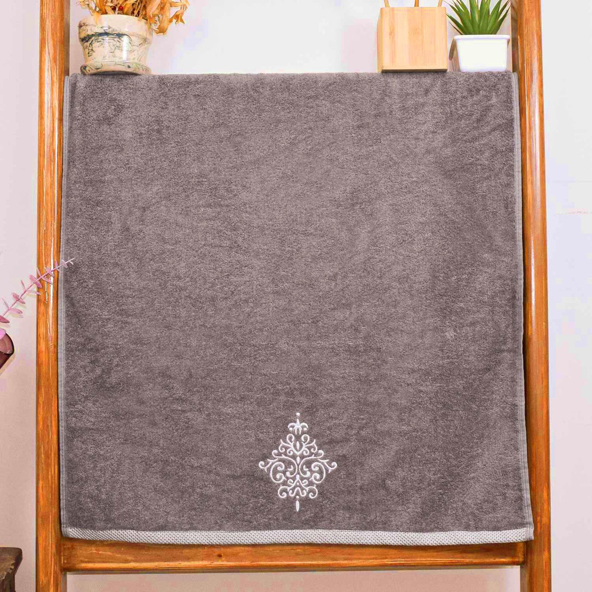 Rangoli 100% Bamboo Bath Towels 500 Gsm | Large Size Ultra Soft, Quick-Absorbent & Eco-Friendly Bath Towels - Ash Brown