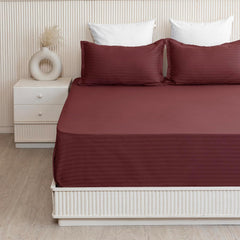 Cotton Flat Bedsheet For Queen With 2 Pillow Cover - 90 X 108 Inches, Maroon | Ideal For Everyday Use Bedsheet - 300 Thread Count