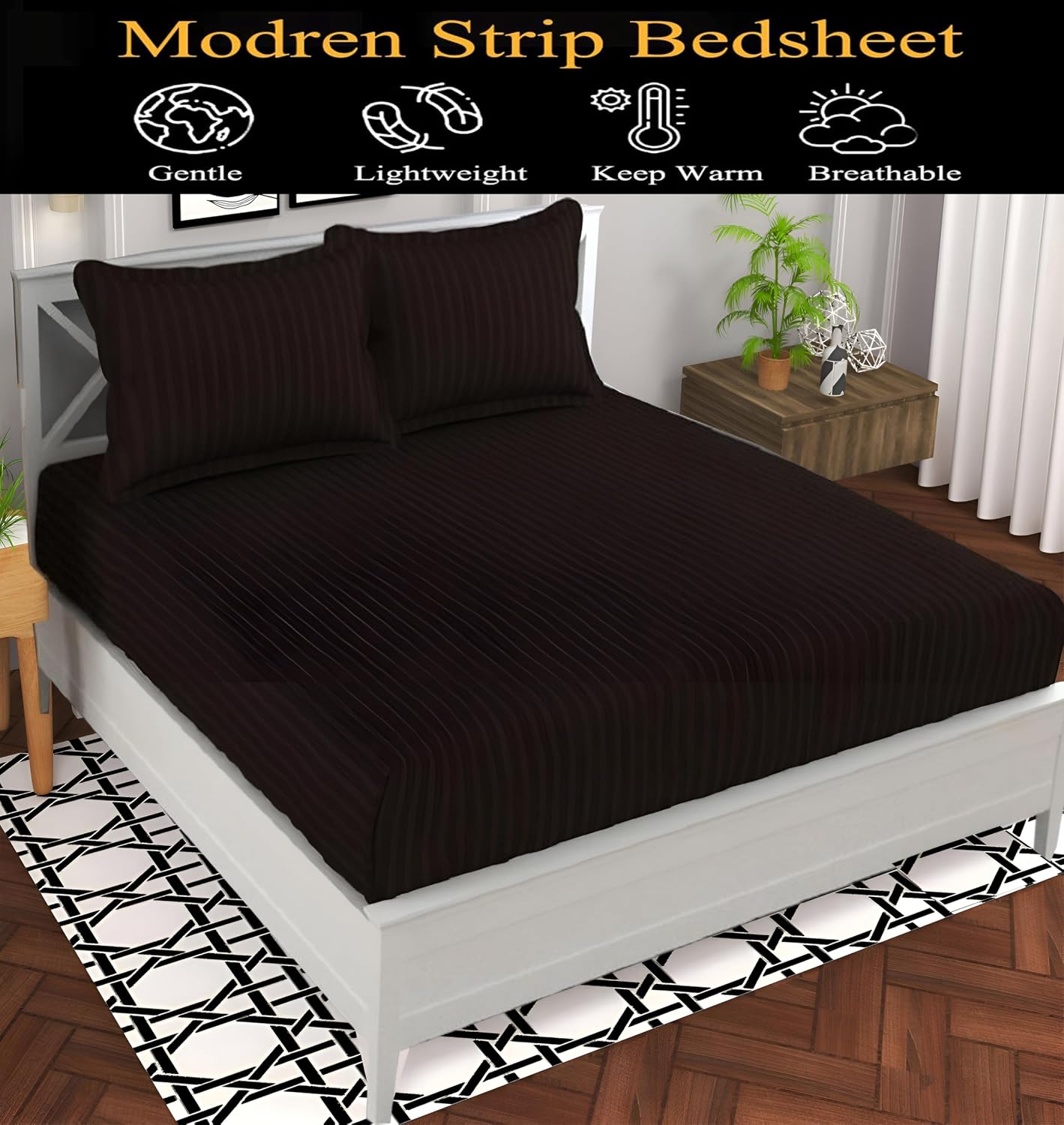 Cotton Double Bedsheet With 2 Pillow Cover - 90 X 90 Inches, Brown | Suitable For All Seasons & Easy To Wash | Bedding Set For Daily Use
