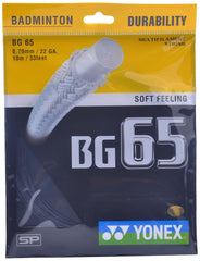 Yonex BG 65 Badminton Strings, Colour - Black, Size - 0.70mm, Material - Titanium