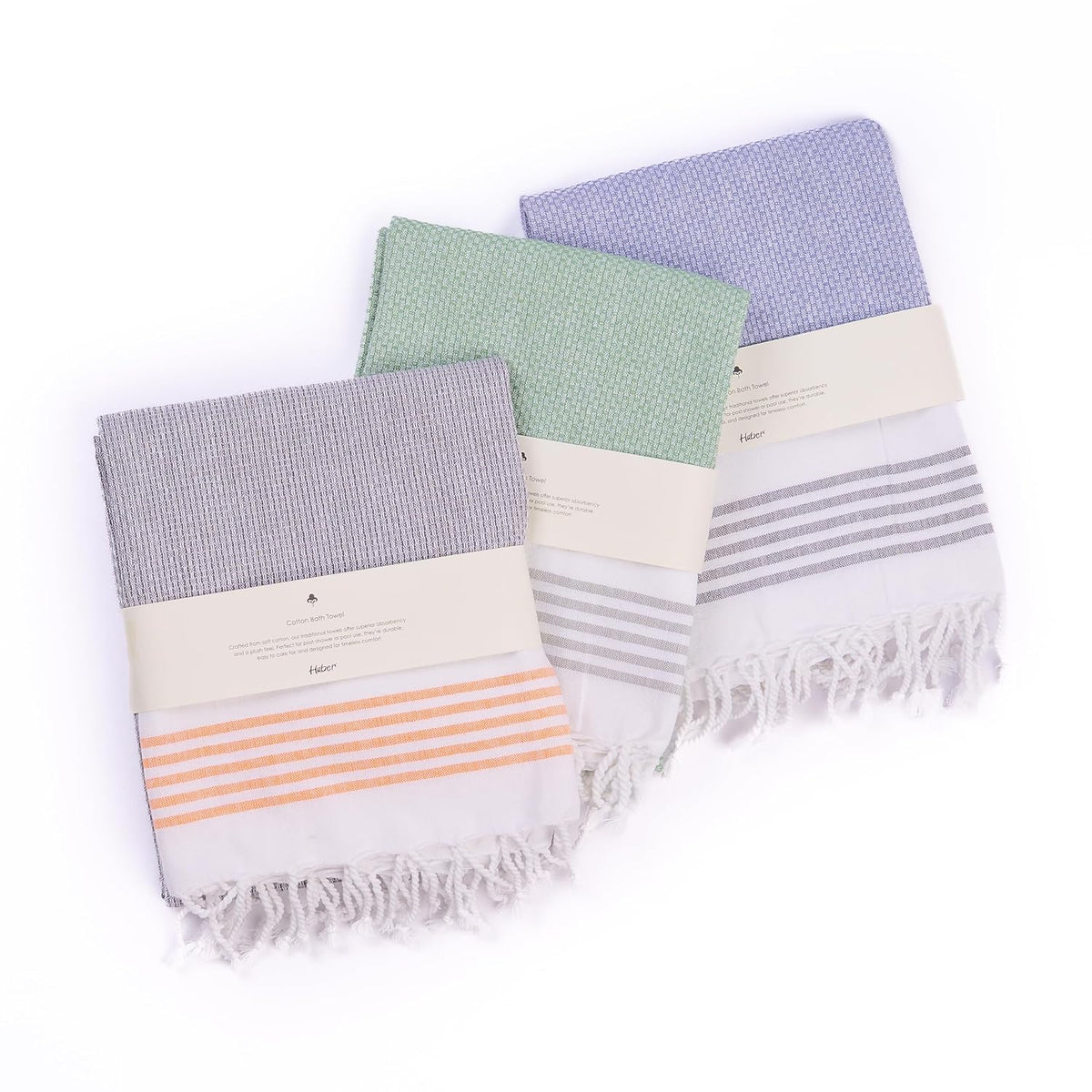 Haber Premium Light Weight 100% Cotton Bath Towel 750 Gsm | Unique Micro Waffle Texture For Active Feel, Quick Absorption & Faster Drying Towel (Blue, Crimson & Green)- Pack Of 3