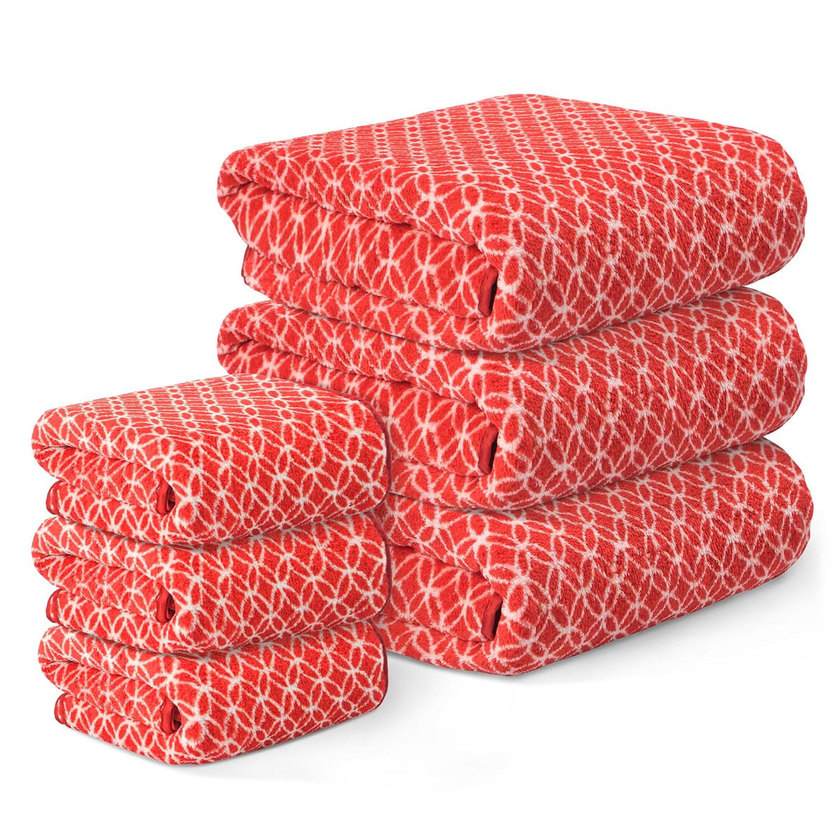 Kuber Industries Cotton Bath & Hand Towels 2000 Gsm | Quick Absorbent Easily Washable For Men & Women Workout Gym Napkins For Men - Red (Pack Of 6)