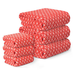Heart Home Microfiber Bath & Face Towels 1800 Gsm | Quick Absorbent Hand Towels For Wash Basin Bathroom & Kitchen Circle (Red) - Pack Of 6