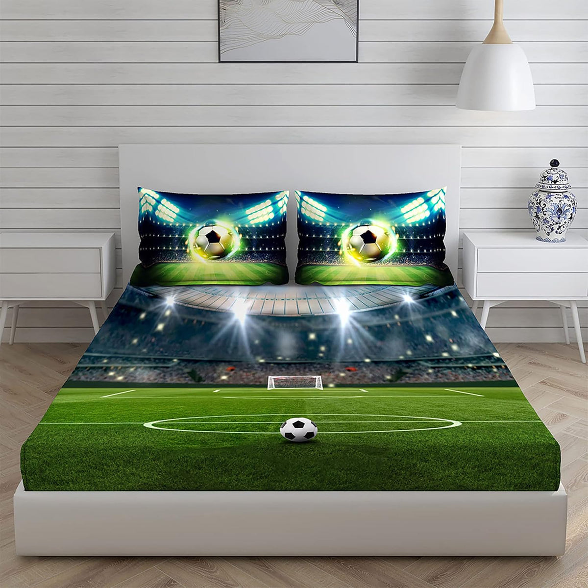 Cotton Bedsheet For King Size With Pillow Cover Set - 108x108 Inches, Green & Blue | Breathable & Light Weight, All Season Comfort-Ideal For Daily Use & Gifting Bedsheet