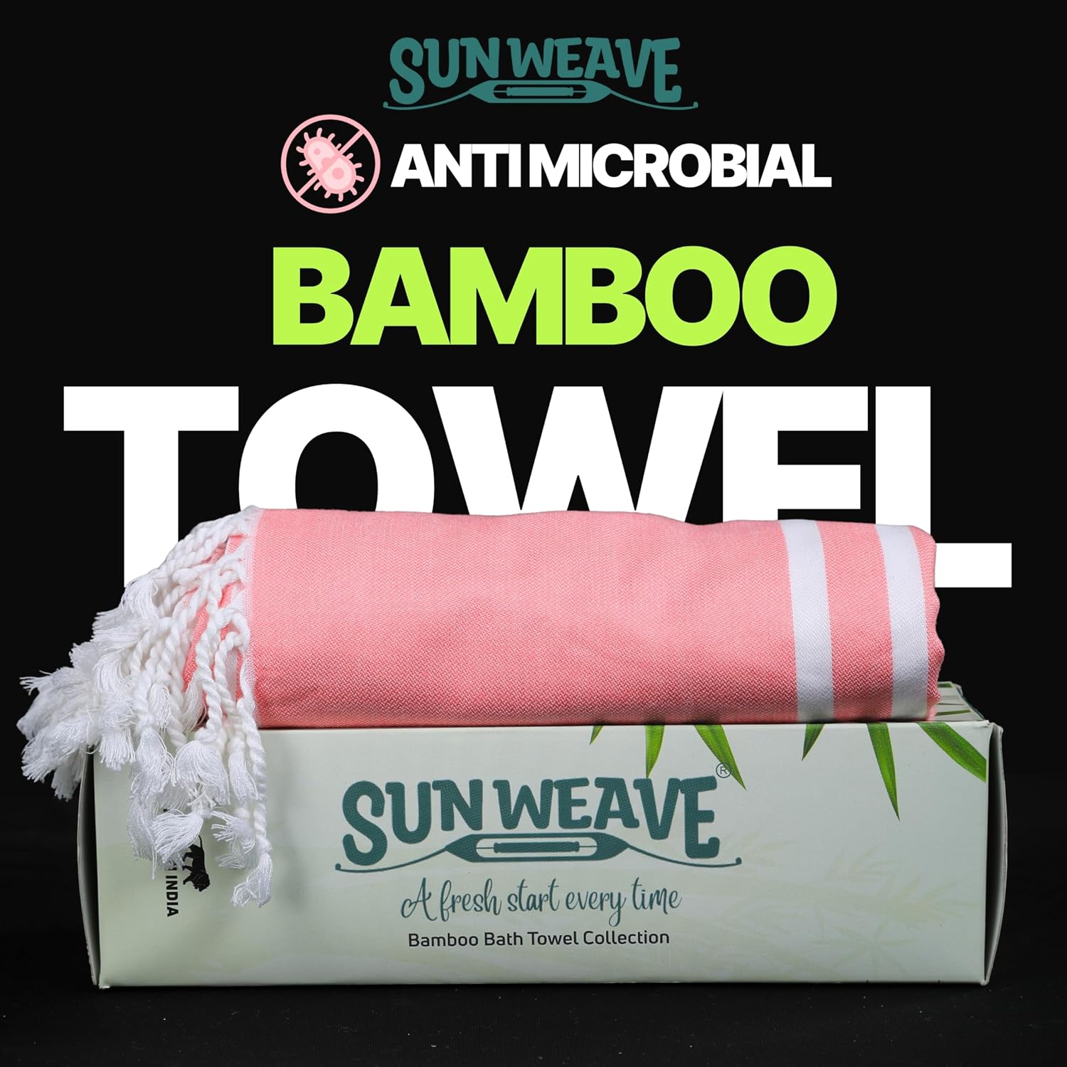 Sun Weave Bamboo Towel Large Size 240 Gsm | Skin Friendly Light Weight Quick Dry Body Towels For Women & Men | Odor Resistant Bamboo Kerala Towels