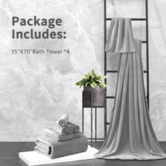Maggea Oversized Bath Towel 2 Kg | Ultra Soft Bath Towel Set Thick Large Cozy Plush Highly Absorbent Quick Dry Bathroom Towels (Grey)- 4 Piece