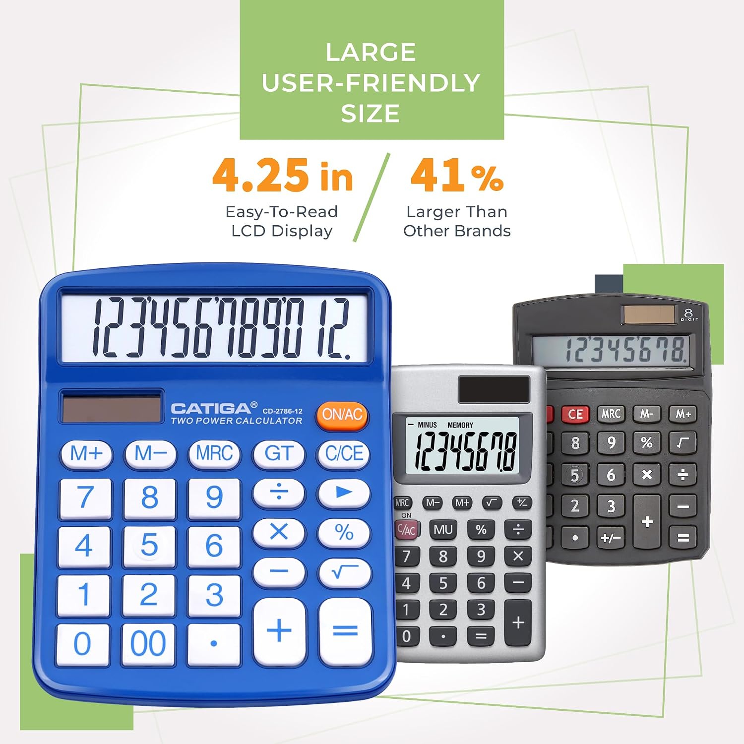 Desktop Calculator 12 Digit With Large LCD Display And Sensitive Button, Solar And Battery Dual Power, Standard Function For Office, Home, School, CD-2786 (Blue)