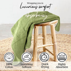 Himeya 100% Cotton Bath Towel 1400 Gsm | Bath Towel For Men & Women - Olive Green (3 Piece)