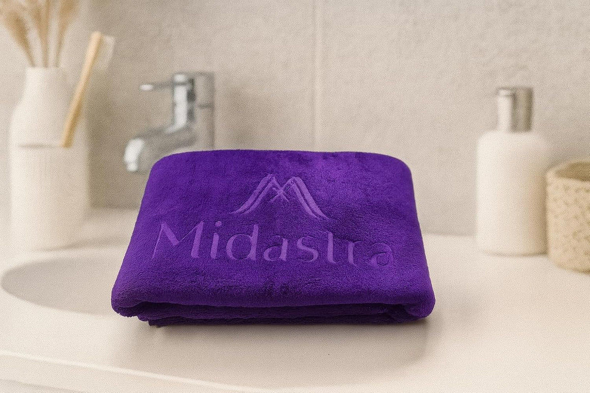 Midastra Weft Microfiber Bath Towel 500 Gsm | Extra Soft, Lint-Free, Quick-Dry & Highly Absorbent Towel (Purple)