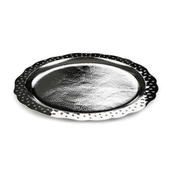 Designer Chrome Stainless Steel Round Platters - Polka Series | Serving Tray For Food Dessert Fruit Coffee Tea - Serve Ware, Dinnerware & Tableware