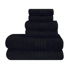 Boutiquo 100% Cotton 2 Bath, 2 Hand & 2 Face Towels 1800 Gsm | Eco-Friendly Towels For Men & Women Ultra Soft & Highly Absorbent - Black (Set Of 6)