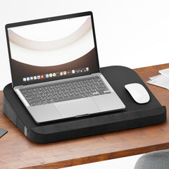 Lap Desk Cushion, Fits Up To 17” Laptop, High-Density Foam Cushion, Black, Large Size | High-Density Foam Cushion, Mouse-Friendly Flux Leather Top Surface, Soft Wrist Support, Removable Cover