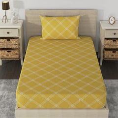 Single Bedsheet Cotton With 1 Pillow Cover - 55 X 88 Inches, Yellow | Lightweight, Soft & Breathable - Perfect For Gifting On Weddings Bedsheet