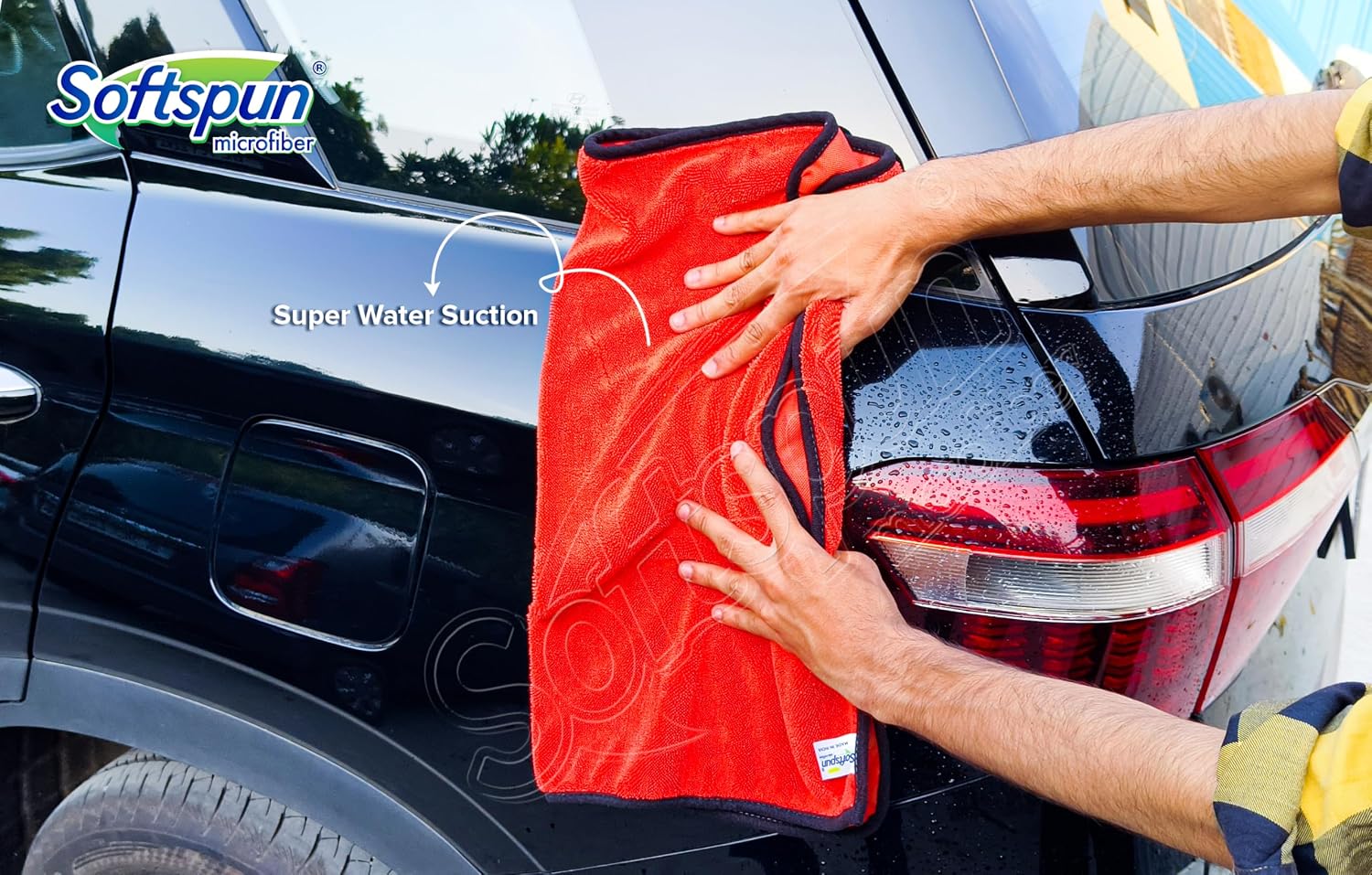 Softspun Microfiber Cloth Towel 400 Gsm | Extra Thick Microfiber Cleaning Cloths Perfect For Bike, Auto, Cars Both Interior & Exterior (Red)- Pack Of 1