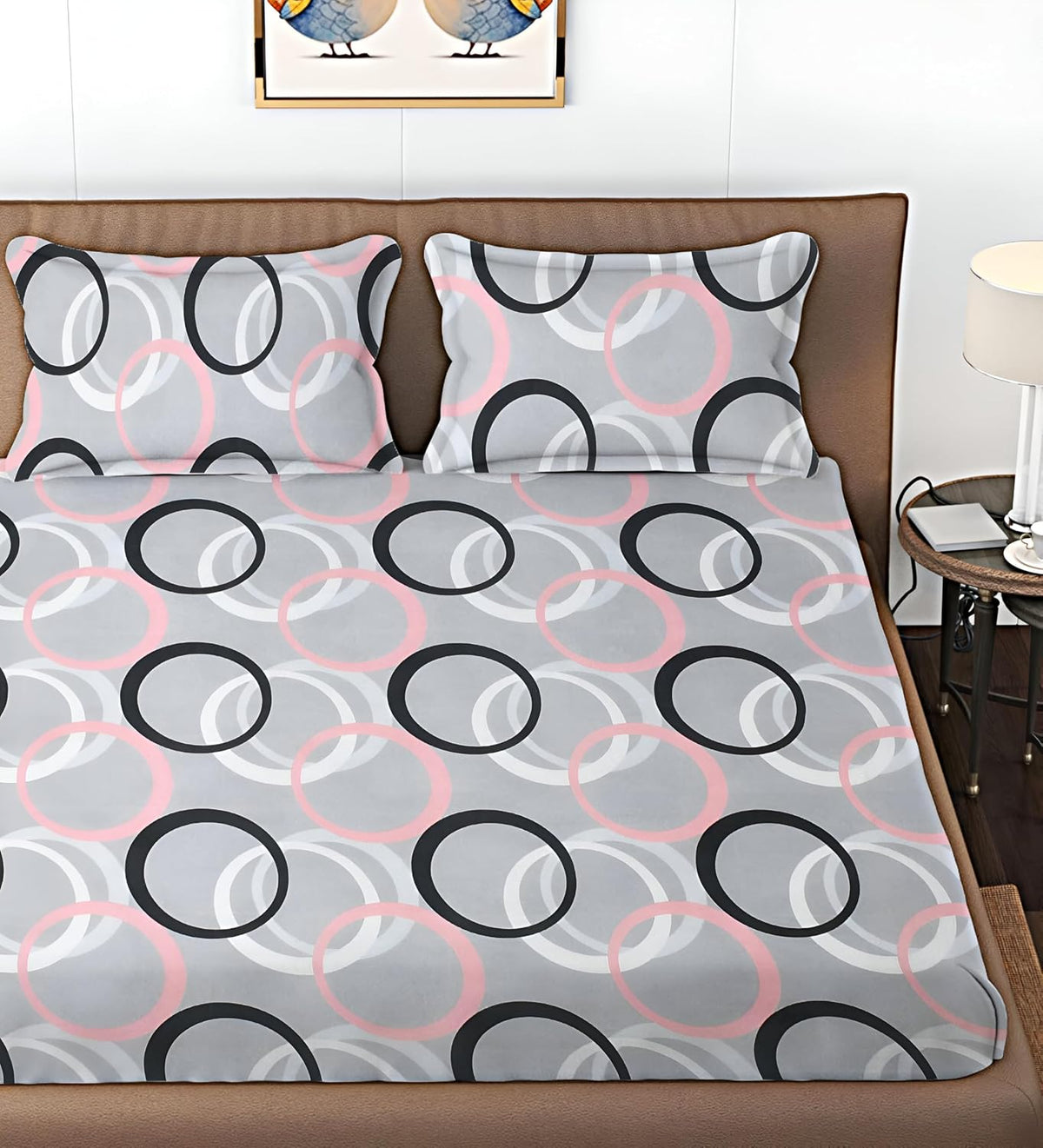 Cotton Bedsheet For King Size With 2 Pillow Cover (90 X 90 Inches) Light Grey | Long-Lasting & Luxuriously Soft | 210 Thread Count Bedsheet