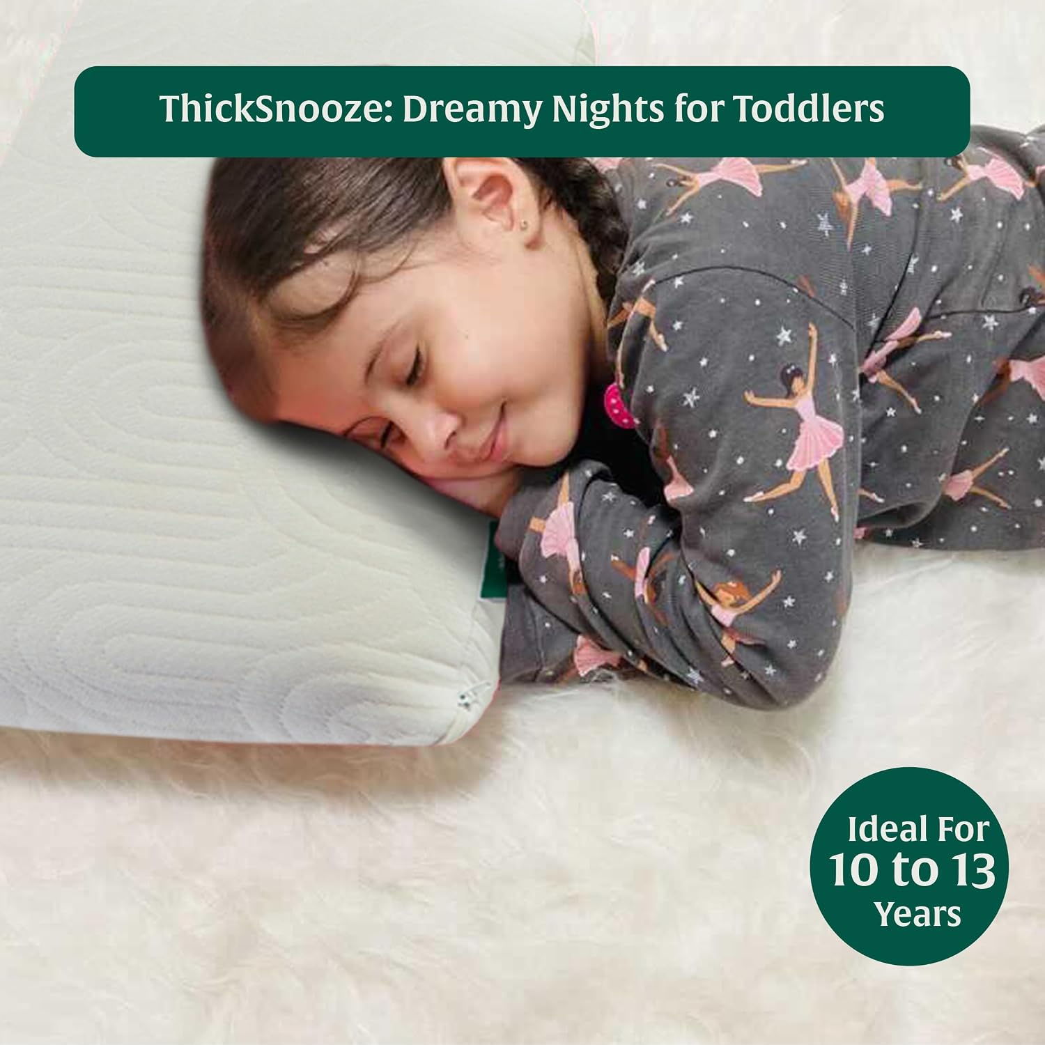 Soft Memory Foam Pillow For Sleeping, For Ages 2 To 8, Cream, Kids Pillow | Toddler Support With Cream Cover - Suitable For Boys & Girls | For Kids, Neck & Head Support Pillow