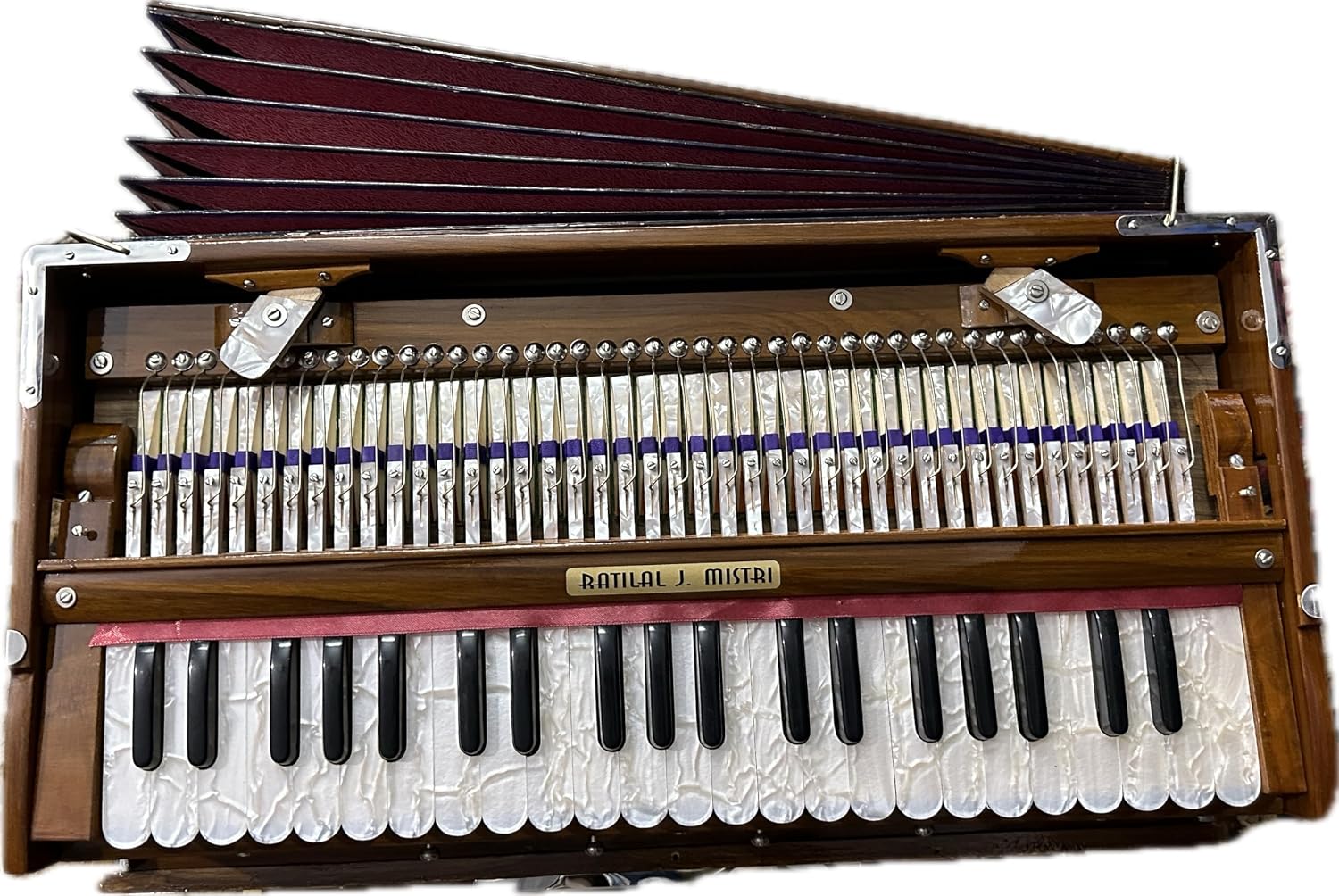 Musical Instrument Harmonium - 9 Stopper, 42 Keys, Double Bellow, Two Reeds (Base- Male) | Teak Wood Harmonium