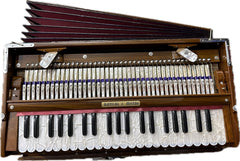 Musical Instrument Harmonium - 9 Stopper, 42 Keys, Double Bellow, Two Reeds (Base- Male) | Teak Wood Harmonium