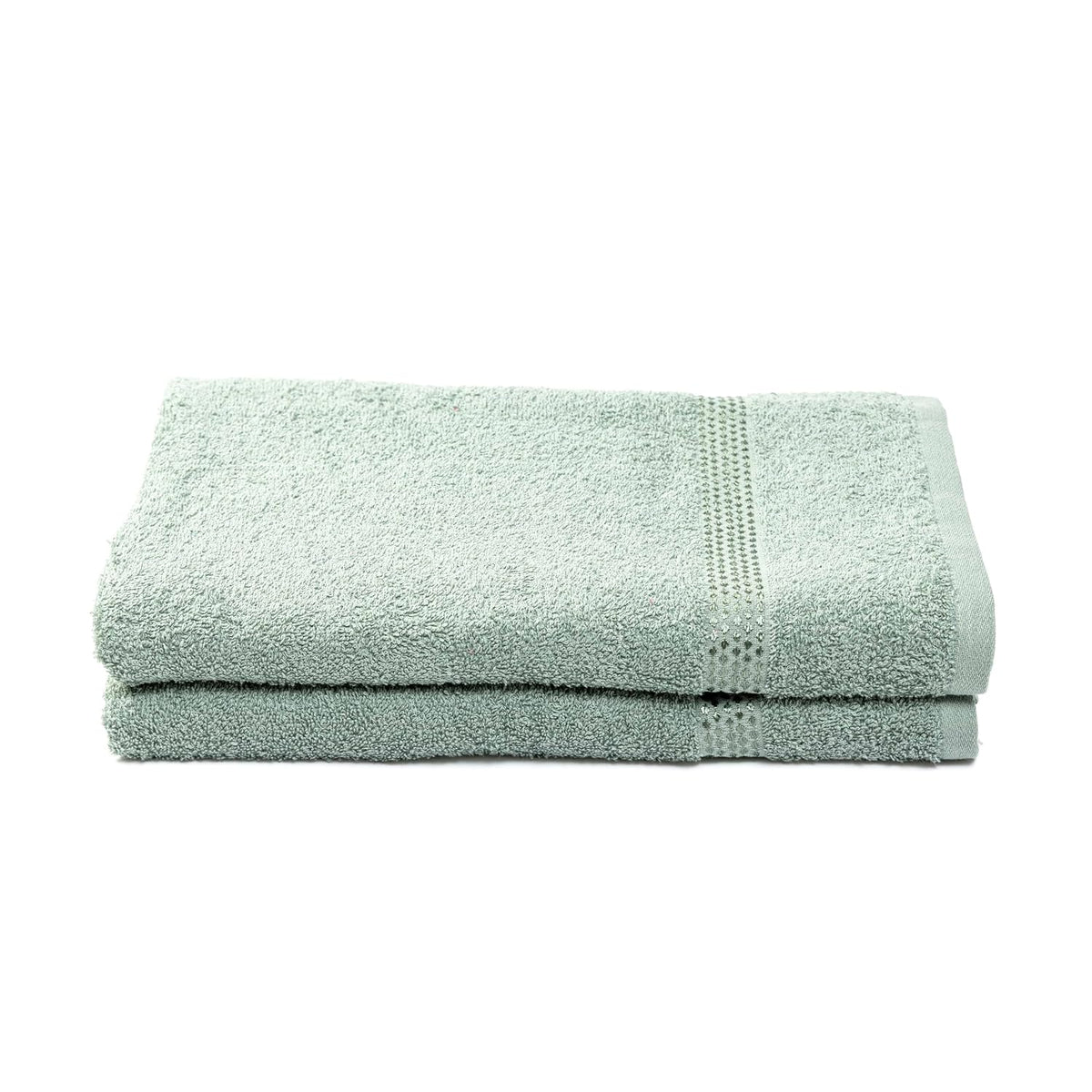 Akiko Home 100% Cotton Trident Series Bath Towels | Premium, Soft, Absorbent, Quick Dry & Durable, Large Size Towel For Men & Women 400 Gsm, Pack Of 2 (Green)