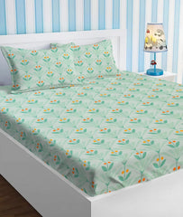 Double Bedsheets With 2 King Size Pillow Covers - 90 X 100 Inches, Light Green | Double Bed Breathable & Wrinkle Free | Ultra Soft 200 TC Super Soft