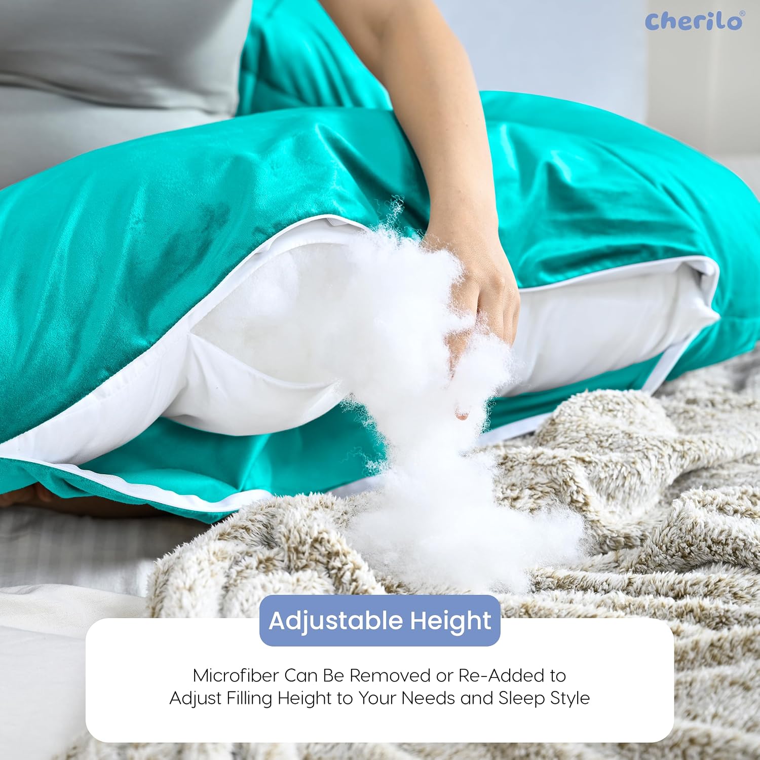 Full Body G Shape Pregnancy Pillow, For Pregnant Women & Nursing Mom, Aqua Green | Single Pillow For Multipurpose Use During Maternity | Premium Velvet Cover With Zip, Adjustable Pillow