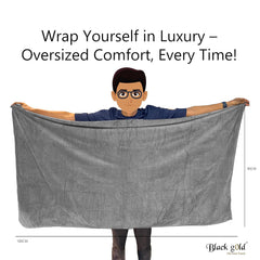 Black Gold The Finer Touch Oversized Microfiber Bath Towel 1800 Gsm | Soft Quick-Dry Microfiber Towel For Men & Women (Grey)- Pack Of 3