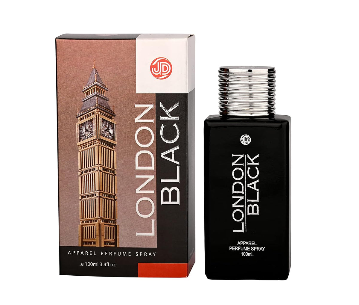 JD International London Black Apparel Unisex Perfume With Long Lasting Fragrance - 100ml, 3.4 Fl.oz.    | Perfume For Men & Women