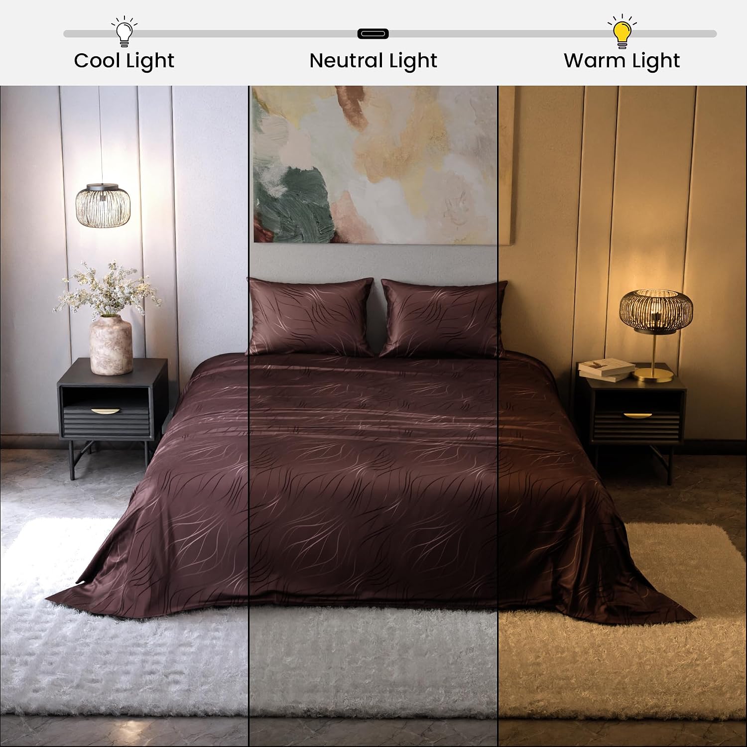 Super King Bedsheet With 2 Pillow Covers - 108 X 108 Inches, Brown | Hypoallergenic, Breathable, Gentle On Skin & Hair, Fade & Wrinkle Resistant, Wedding Gift For Couples