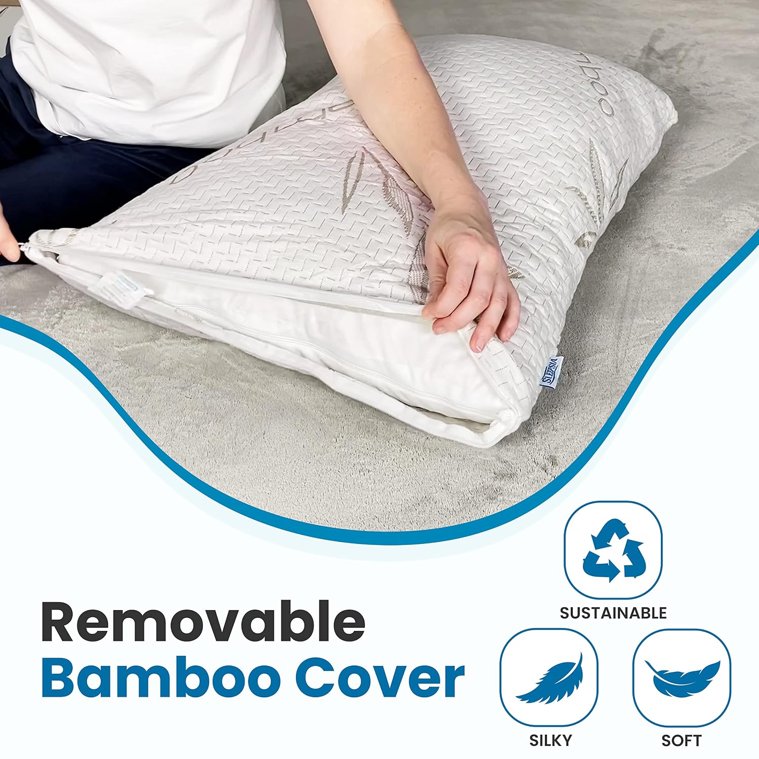 Premium Memory Foam Pillow For Sleeping - Rayon Derived From Bamboo Pillow | Standard Size - 26x20 Inch, For Neck Support, Side & Back Sleepers - Adjustable Pillow, Best Cervical Pillow