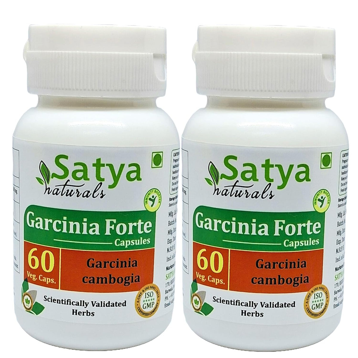 Satya Naturals Garcinia Cambogia Garcinia Extract Capsules, Highest Potency, 100% Herbal Product | 500mg 60 Veg Capsules 100gm 0.2lbs Each Pack Of 2