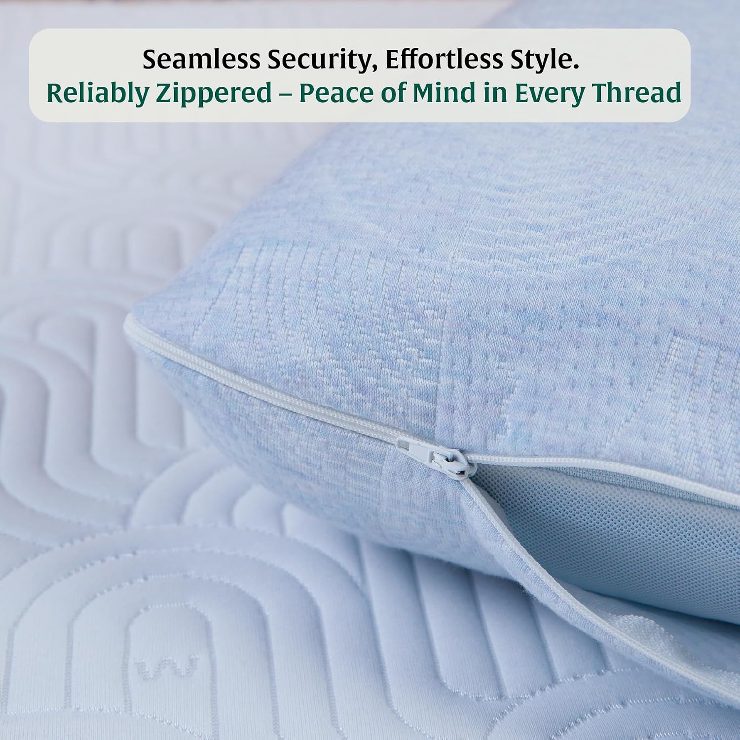 Soft Fabric Pillow Case, Washable, Fits Xl King Size, Regular Pillows, Sky-Blue - 27" L X 17" W X 6" H Inch | Removable Zippered Pillow Cover Only, Adjustable, Best Sleeping Pillow